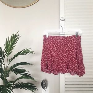 UO Red Floral Skirt